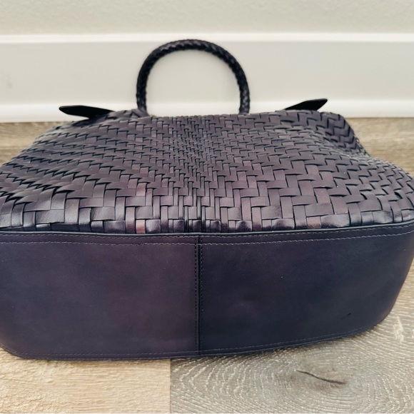 Cole Haan "Small Triangle Tote Genevieve" woven leather (in "Estate Blue") - NWT - Picture 4 of 9